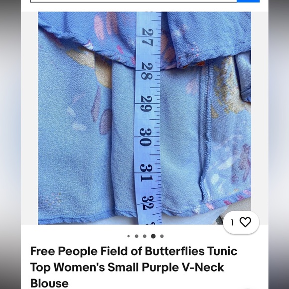 EUCFree People Field of Butterflies Tunic Top Women's Small Purple V-Neck
Blouse - Picture 5 of 9